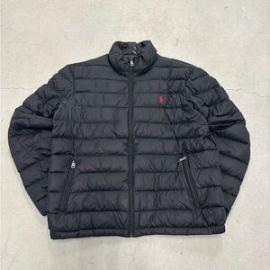 Polo by Ralph Lauren Quilted Black Puffer with Red Emblem